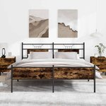 vidaXL Cadre de lit en métal sans matelas chêne fumé 183x213 cm