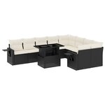 vidaXL Salon de jardin 10 Pièces avec coussins noir résine tressée
