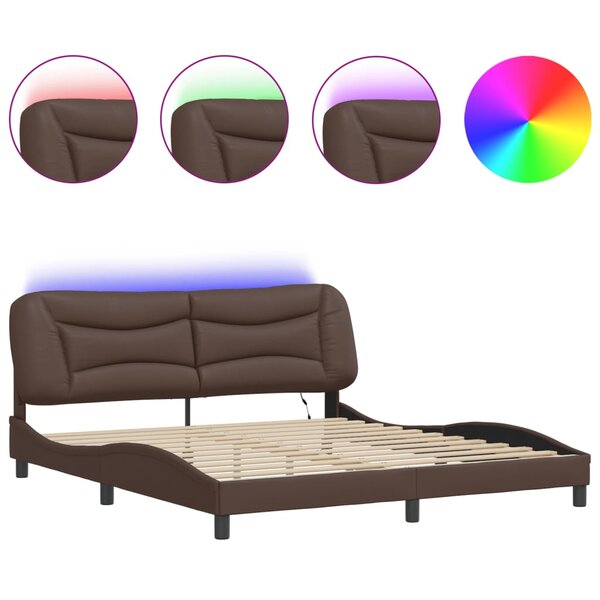 vidaXL Cadre de lit avec LED sans matelas marron 180x200 cm