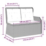vidaXL Banc inclinable de jardin et coussins gris clair résine tressée