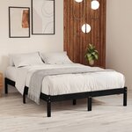 vidaXL Cadre de lit Noir Bois de pin massif 140x190 cm