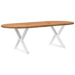 vidaXL Table à manger marron clair bois de chêne massif ovale