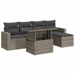 vidaXL Salon de jardin 6 Pièces avec coussins gris résine tressée