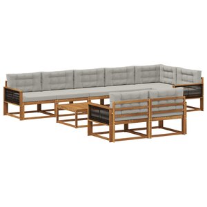 vidaXL Ensemble de canapés d'extérieur 9 Pièces Naturel et Gris clair