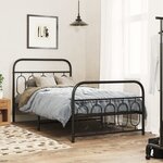 vidaXL Cadre de lit métal sans matelas avec pied de lit noir 100x190cm