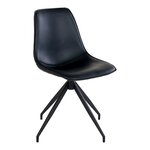 2 chaises de salle à manger en cuir synthétique avec pivot noir et pieds noirs