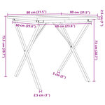 vidaXL Table à manger cadre en X 80x80x75 5cm bois de pin massif fonte