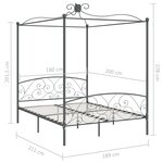 vidaXL Cadre de lit à baldaquin sans matelas gris métal 180x200 cm