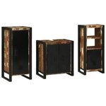 vidaXL Ensemble de mobilier de salle de bain avec étagère avec stockage avec porte 3 Pièces