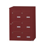 Bloc collectif Leabox 2x3 grade 3 simple face extérieur fixation murale rouge brun ral 3011 finition brillante