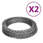 vidaXL Fils barbelés hélicoïdaux rouleaux 2 Pièces acier galvanisé 100 m
