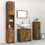 vidaXL Ensemble de meubles de salle de bain 4 Pièces Chêne fumé Bois