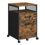 Caisson de bureau avec 2 tiroirs verrouillables 42 x 44 x 69 cm meuble de rangement de bureau avec roulettes compartiment ouvert cadre en acier style industriel marron 12_0004812