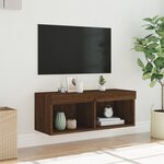 vidaXL Meuble TV avec lumières LED chêne marron 80x30x30 cm