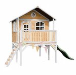 Maisonnette Sophie marron-blanc toboggan vert
