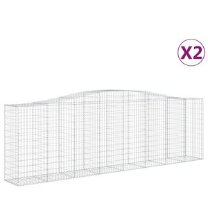 vidaXL Paniers à gabions arqués 2 Pièces 400x50x120/140 cm Fer galvanisé