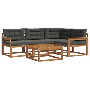 vidaXL Ensemble de canapés d'extérieur 5 Pièces Naturel et Anthracite