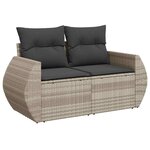 vidaXL Salon de jardin 6 Pièces avec coussins gris clair résine tressée