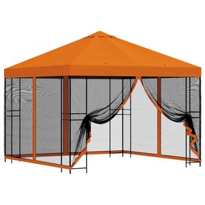 vidaXL Abri de jardin avec parois 3 x 3 m Orange Polyester et Acier