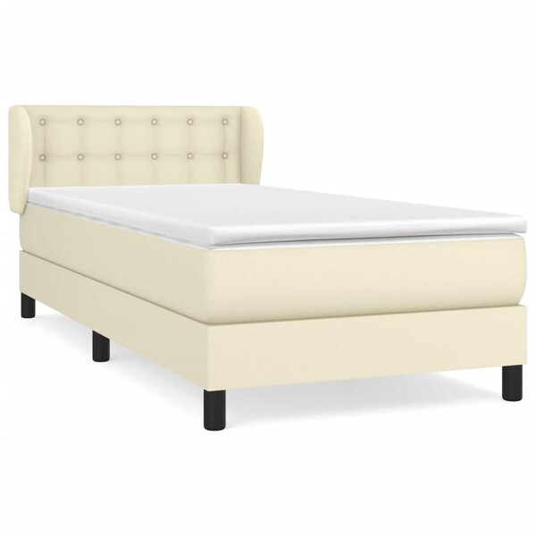 vidaXL Lit à sommier tapissier avec matelas Crème 100x200cm Similicuir