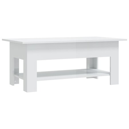 vidaXL Table basse Blanc brillant 102x55x42 cm Aggloméré