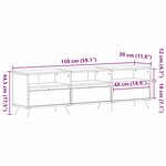 vidaXL Meuble TV Chêne noir 150 x 30 x 44.5 cm Bois d'ingénierie