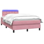 vidaXL Sommier à lattes de lit avec matelas et LED rose 120x220 cm velours