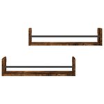 vidaXL Étagères murales avec barres 2 Pièces chêne fumé 60x16x14 cm
