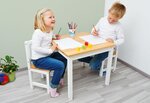 Table enfant Fenna blanc naturel 57x57cm + 2 chaises