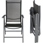 Tectake lot de 6 chaises de jardin pliantes en aluminium - noir/anthracite