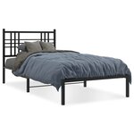vidaXL Cadre de lit métal sans matelas avec tête de lit noir 100x190cm