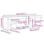 vidaXL Meuble TV avec lumières LED Chêne fumé 140x36 5x40 cm