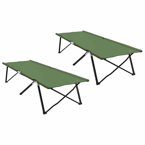 vidaXL Lit de camping pliant 2 pc Vert 206 x 76 x 74 cm
