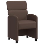 vidaXL Chaises de Salle à Manger avec Roues 2 pc Simili cuir Marron