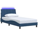 vidaXL Cadre de lit sans matelas bleu 100x200 cm tissu
