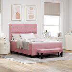 vidaXL Lit à Ressorts avec Matelas & Banc Rose 160x200 cm Velours