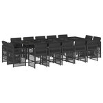 vidaXL Ensemble à manger de jardin 15 Pièces coussins noir résine tressée
