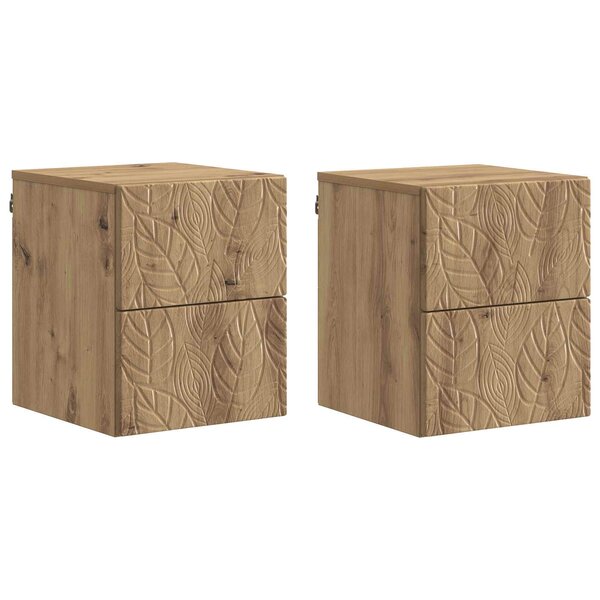 vidaXL Cabinet de chevet mural 2 Pièces Chêne artisanal 34 5 x 33 x 40 cm