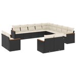 vidaXL Salon de jardin avec coussins 13 Pièces noir résine tressée