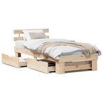 vidaXL Cadre de lit avec tiroir Marron 80 x 200 cm Bois massif en pin