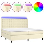 vidaXL Sommier à lattes de lit matelas LED Crème 200x200 cm Similicuir