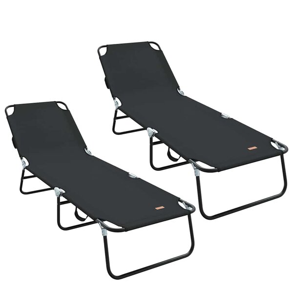 vidaXL Chaise longue pliante 2 Pièces Noir 56 x 189 x 87 cm tissu
