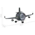vidaXL Horloge avion Gris 41x8x17 cm Métal
