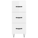 vidaXL Buffet Blanc brillant 34 5x34x90 cm Bois d'ingénierie