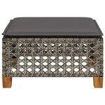 vidaXL Tabouret de jardin et coussin gris 63 5x56x32 cm résine tressée