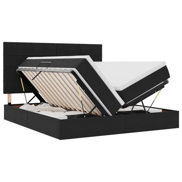 vidaXL Lit de Rangement avec tête de lit Noir 180 x 200 cm Velours
