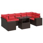 vidaXL Salon de jardin 8Pièces avec coussins marron résine tressée acacia