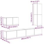 vidaXL Ensemble meuble TV 4 Pièces Chêne noir 200 x 30 x 30 cm