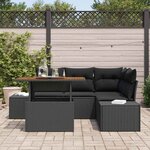 vidaXL Ensemble de canapé de jardin 5 Pièces Noir Poly rotin
