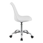 Fauteuil chaise de bureau siège rembourré à 5 roulettes rotatif à 360° et réglable en hauteur métal blanc 03_0004996